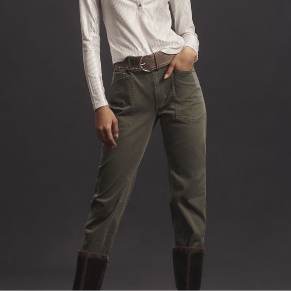 Anthropologie Midrise Relaxed Leg Pants  Olive The Wanderer Pilcro SZ 32 NEW - Picture 1 of 4
